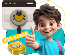 Тестирование & Vibe Debug. Охотники за багами - КИБЕРшкола программирования для детей, компьютерные курсы для школьников, начинающих и подростков - KIBERone г. Тушино Южное